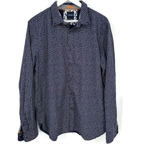 NWOT Denim & Flower Floral Long Sleeve Button Down Shirt Navy Extra Large - Picture 1 of 7